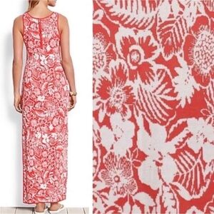 Tommy Bahama Coral White Floral Knit Dress Del Lago Long Maxi S